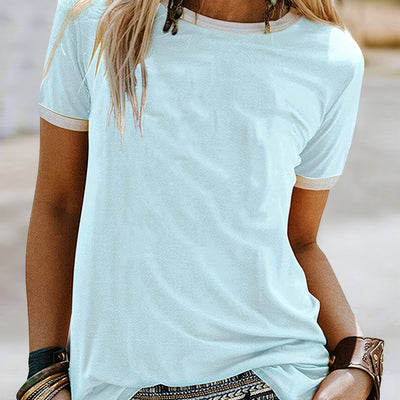 Loose Crew Neck T-shirt, Casual Simple Short Sleeve Summer T-Shirts Tops, Women's Clothing