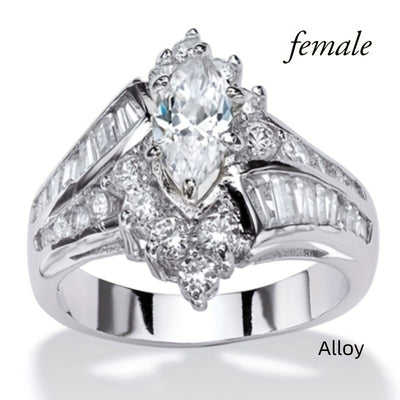 Fashionable Casual Romantic Stainless Steel Double-row Imitation Zirconia Ring For Women