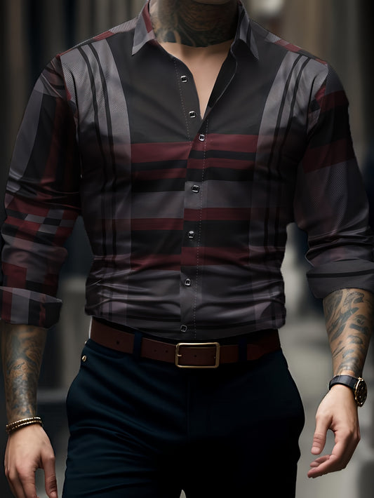 [Long Sleeve Simple Lapel Shirt] Fashionable And Simple Men's Long Sleeve Casual Lapel Simple Shirt, Trendy And Versatile, Suitable For Dates, For Formal Social Occasions And Appointments, For Summer Spring Fall