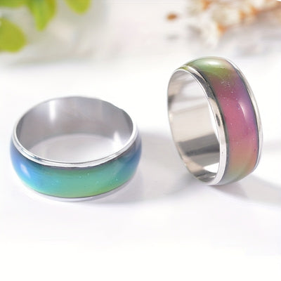Stainless Steel Mood Ring with Temperature-Sensitive Color For Men / Women Changing Resin - Fashionable Jewelry Gift