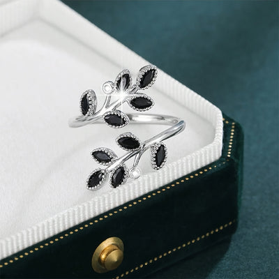 Elegant Leaf Design Open Ring with Sparkling Cubic Zirconia - Luxurious Copper, Perfect for Parties & Vacations, Party Wear|Sophisticated Style|Polished For Women