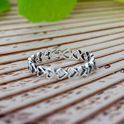 Elegant Heart-Shaped Stainless Steel Ring - Unisex Design, Perfect Gift for All Occasions