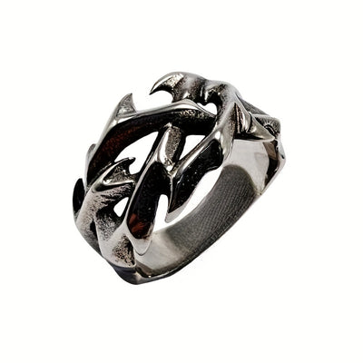 1pc Stainless Steel Ring, Casual Trendy Single Ring For Men