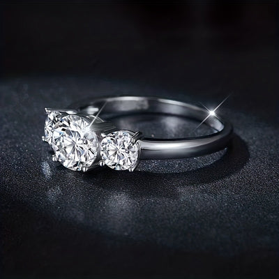1pc 2-4 Carat Real Moissanite 925 Sterling Silver Ring, Wedding Proposal Confession Birthday Anniversary Jewelry Gift