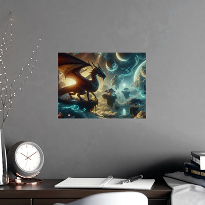 Mystical Dragon Wall Art Print, Fantasy Decor, Matte Poster for Home, Office, Gift for Dragon Lovers, Fantasy Art, Unique Room Decor