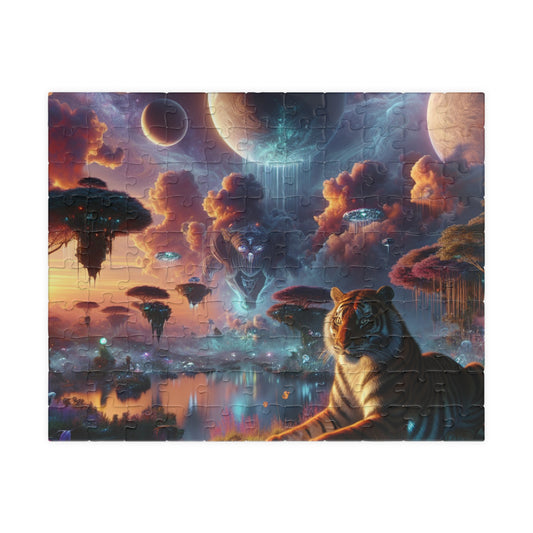 Digital Tiger In Alien Wildlife V2 Puzzle (110, 252, 520, 1014-piece)