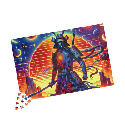 Futuristic Samurai Zodiac Art | Cosmic Warrior Digital Print | Japanese Sci-Fi Wall Decor V2 Puzzle (110, 252, 520, 1014-piece)