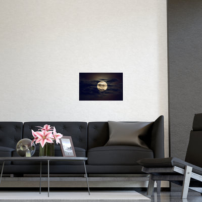 Moonlit Matte Poster - Serene Wall Art for Home Decor, Night Sky Print, Bedroom Aesthetic, Gift for Moon Lovers, Unique Decorative Artwork