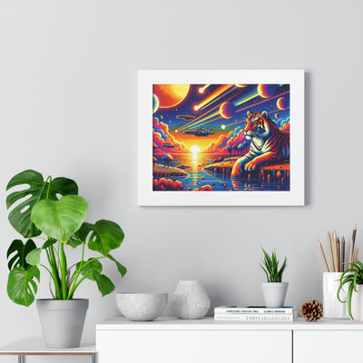 Digital Tiger In Alien Wildlife V1 Framed Horizontal Poster