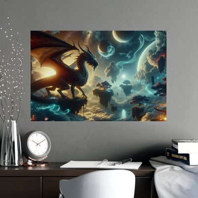 Mystical Dragon Wall Art Print, Fantasy Decor, Matte Poster for Home, Office, Gift for Dragon Lovers, Fantasy Art, Unique Room Decor