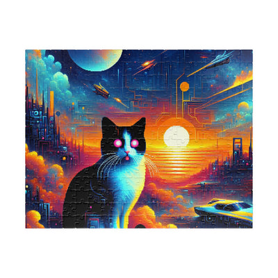 Digital Cat In Cyberpunk Animals V1 Puzzle (110, 252, 520, 1014-piece)