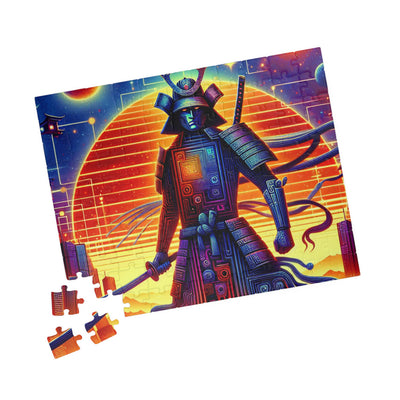 Futuristic Samurai Zodiac Art | Cosmic Warrior Digital Print | Japanese Sci-Fi Wall Decor V2 Puzzle (110, 252, 520, 1014-piece)