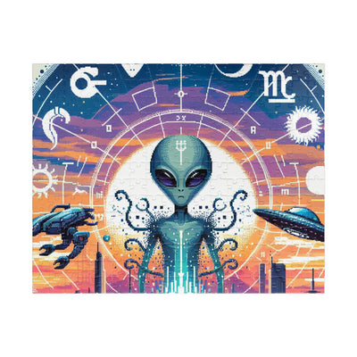 Digital Alien In Abstract Zodiac Signs V1 Puzzle (110, 252, 520, 1014-piece)