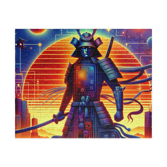 Futuristic Samurai Zodiac Art | Cosmic Warrior Digital Print | Japanese Sci-Fi Wall Decor V2 Puzzle (110, 252, 520, 1014-piece)
