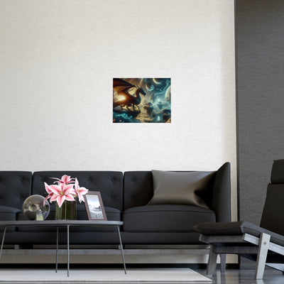Mystical Dragon Wall Art Print, Fantasy Decor, Matte Poster for Home, Office, Gift for Dragon Lovers, Fantasy Art, Unique Room Decor