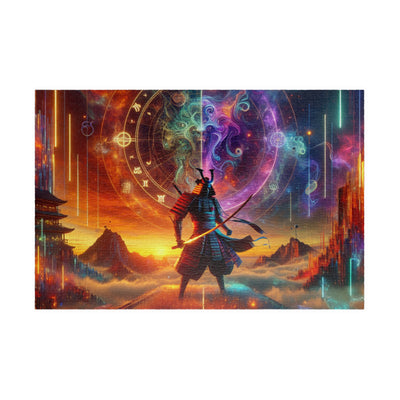 Futuristic Samurai Zodiac Art | Cosmic Warrior Digital Print | Japanese Sci-Fi Wall Decor V6 Puzzle (110, 252, 520, 1014-piece)