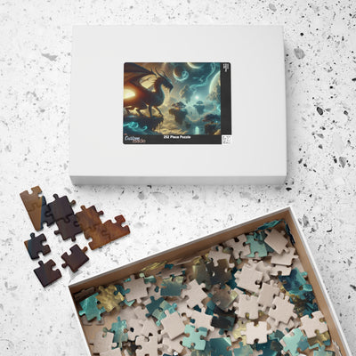 Celestial Dragon Fantasy Art | Mystical Space Landscape Wall Decor | Digital Print Puzzle (110, 252, 520, 1014-piece)