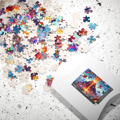 Magical Volcano Puzzles, Fantasy Art Jigsaw, Kids & Adults Puzzle Fun, Family Game Night, Gift for Puzzle Lovers
