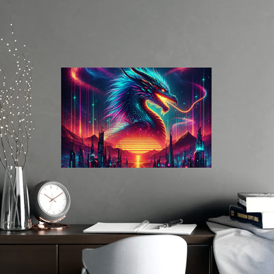 Vibrant Fantasy Dragon Poster, Matte Art Print for Home Decor, Wall Art for Gamers, Gift for Fantasy Lovers, Magical Wall Decor