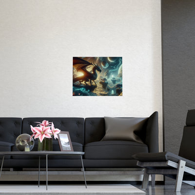 Mystical Dragon Wall Art Print, Fantasy Decor, Matte Poster for Home, Office, Gift for Dragon Lovers, Fantasy Art, Unique Room Decor