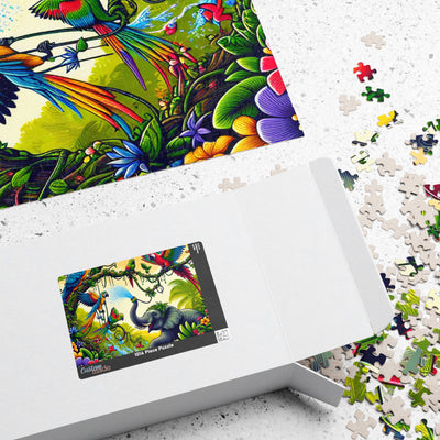 Vibrant Jungle Puzzle - 110-1014 Pieces, Colorful Nature Artwork, Great Gift for Animal Lovers, Family Fun, Educational Activity
