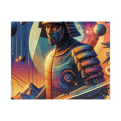Futuristic Samurai and Spaceships | Sci-Fi Cyberpunk Wall Art | Japanese Warrior Digital Print V2 Puzzle (110, 252, 520, 1014-piece)