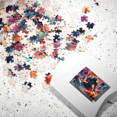 Futuristic Samurai Zodiac Art | Cosmic Warrior Digital Print | Japanese Sci-Fi Wall Decor V5 Puzzle (110, 252, 520, 1014-piece)