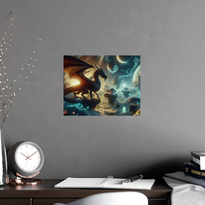 Mystical Dragon Wall Art Print, Fantasy Decor, Matte Poster for Home, Office, Gift for Dragon Lovers, Fantasy Art, Unique Room Decor