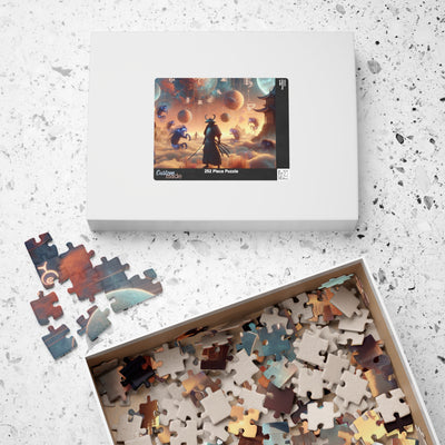 Futuristic Samurai Zodiac Art | Cosmic Warrior Digital Print | Japanese Sci-Fi Wall Decor V3 Puzzle (110, 252, 520, 1014-piece)