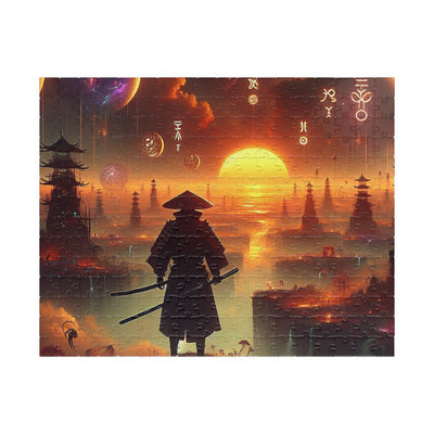 Futuristic Samurai Zodiac Art | Cosmic Warrior Digital Print | Japanese Sci-Fi Wall Decor V4 Puzzle (110, 252, 520, 1014-piece)