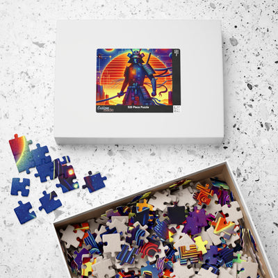 Futuristic Samurai Zodiac Art | Cosmic Warrior Digital Print | Japanese Sci-Fi Wall Decor V2 Puzzle (110, 252, 520, 1014-piece)