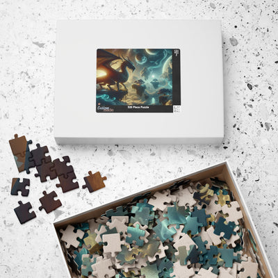 Celestial Dragon Fantasy Art | Mystical Space Landscape Wall Decor | Digital Print Puzzle (110, 252, 520, 1014-piece)