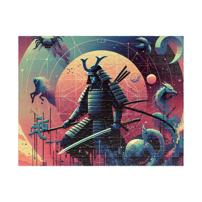 Futuristic Samurai Zodiac Art | Cosmic Warrior Digital Print | Japanese Sci-Fi Wall Decor V1 Puzzle (110, 252, 520, 1014-piece)