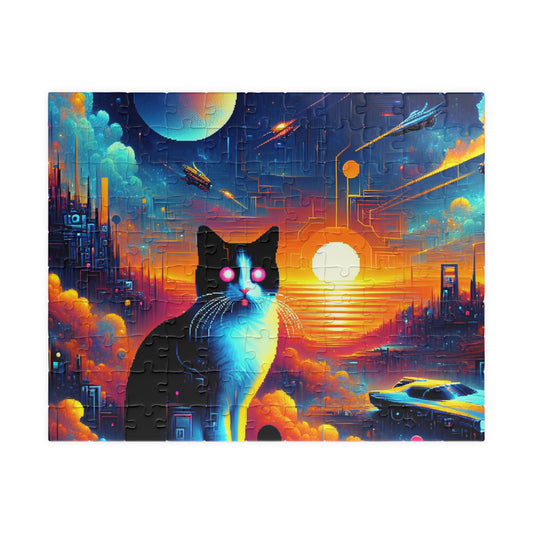 Digital Cat In Cyberpunk Animals V1 Puzzle (110, 252, 520, 1014-piece)