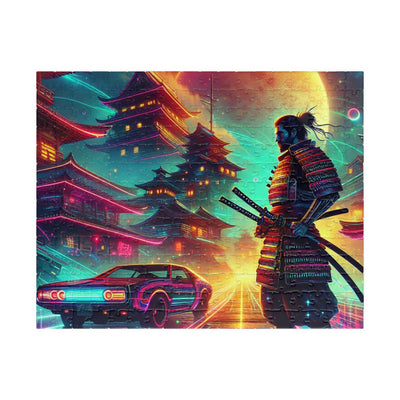 Futuristic Samurai and Spaceships | Sci-Fi Cyberpunk Wall Art | Japanese Warrior Digital Print V5 Puzzle (110, 252, 520, 1014-piece)