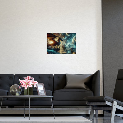 Mystical Dragon Wall Art Print, Fantasy Decor, Matte Poster for Home, Office, Gift for Dragon Lovers, Fantasy Art, Unique Room Decor