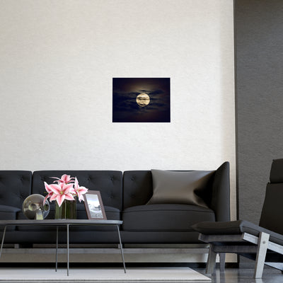 Moonlit Matte Poster - Serene Wall Art for Home Decor, Night Sky Print, Bedroom Aesthetic, Gift for Moon Lovers, Unique Decorative Artwork