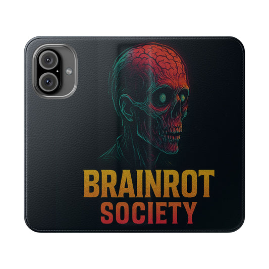 Stylish Flip Cases for Brainrot Society Fans, Phone Wallet, Unique Gift for Gamers, Trendy Accessories for Halloween, Gothic Decor