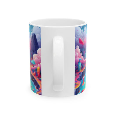 Volcanic Eruption Ceramic Mug - Colorful Coffee Cup for Nature Lovers, Unique Gift for Holidays, Explosive Design, Artful Tableware