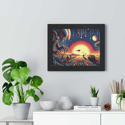 Digital Alien In Minimalist Horror V1 Framed Horizontal Poster