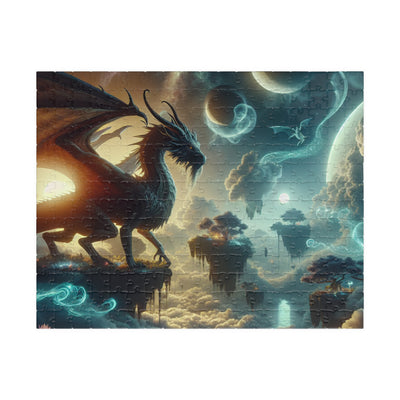 Celestial Dragon Fantasy Art | Mystical Space Landscape Wall Decor | Digital Print Puzzle (110, 252, 520, 1014-piece)