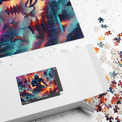 Futuristic Samurai Zodiac Art | Cosmic Warrior Digital Print | Japanese Sci-Fi Wall Decor V5 Puzzle (110, 252, 520, 1014-piece)