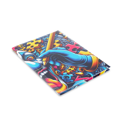 Psychedelic Hardcover Notebook, Creative Journal, Unique Sketchbook, Gift for Artists, Colorful Puzzle Cover, Fun Writing Accessory
