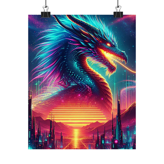 Vibrant Dragon Art Prints, Matte Vertical Posters, Wall Decor, Fantasy Art, Gift for Gamers, Colorful Poster for Home