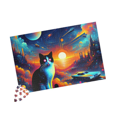 Digital Cat In Cyberpunk Animals V1 Puzzle (110, 252, 520, 1014-piece)