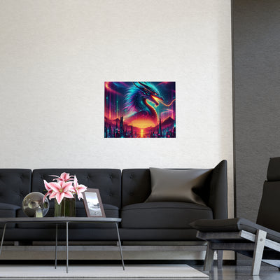 Vibrant Fantasy Dragon Poster, Matte Art Print for Home Decor, Wall Art for Gamers, Gift for Fantasy Lovers, Magical Wall Decor