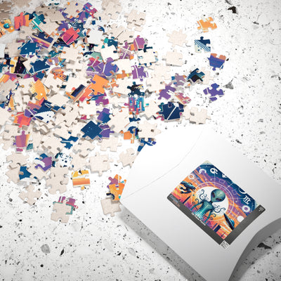 Digital Alien In Abstract Zodiac Signs V1 Puzzle (110, 252, 520, 1014-piece)