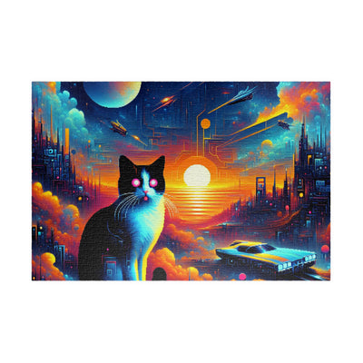Digital Cat In Cyberpunk Animals V1 Puzzle (110, 252, 520, 1014-piece)