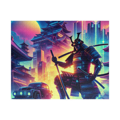 Futuristic Samurai and Spaceships | Sci-Fi Cyberpunk Wall Art | Japanese Warrior Digital Print V6 Puzzle (110, 252, 520, 1014-piece)