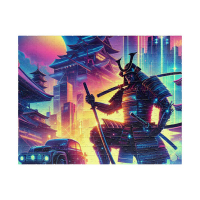 Futuristic Samurai and Spaceships | Sci-Fi Cyberpunk Wall Art | Japanese Warrior Digital Print V6 Puzzle (110, 252, 520, 1014-piece)